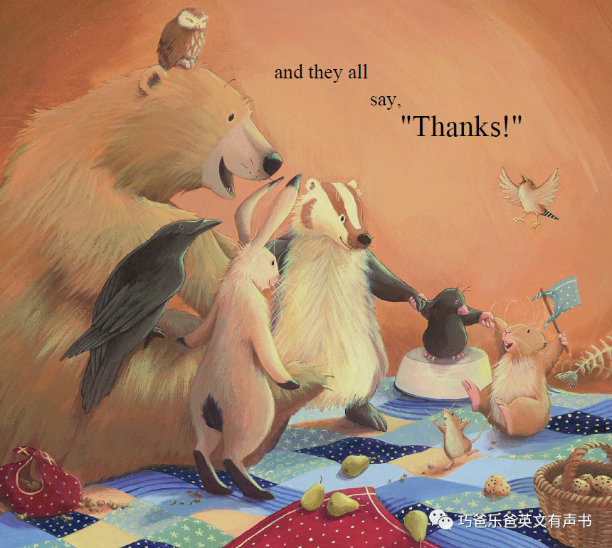 大熊说谢谢 Bear Says Thanks By Karma Wilson高清绘本内页20-巧爸乐爸-绘本推荐