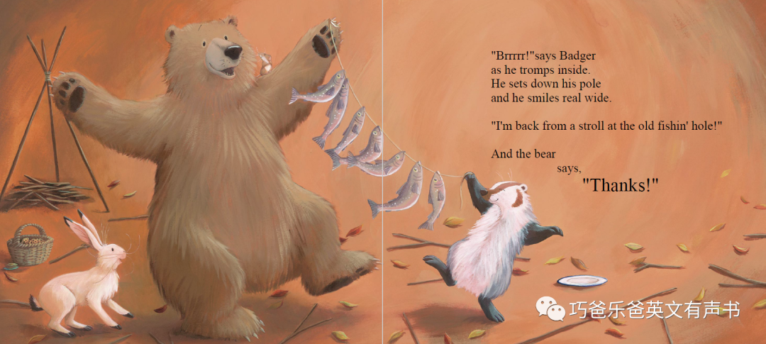 大熊说谢谢 Bear Says Thanks By Karma Wilson高清绘本内页12-巧爸乐爸-绘本推荐