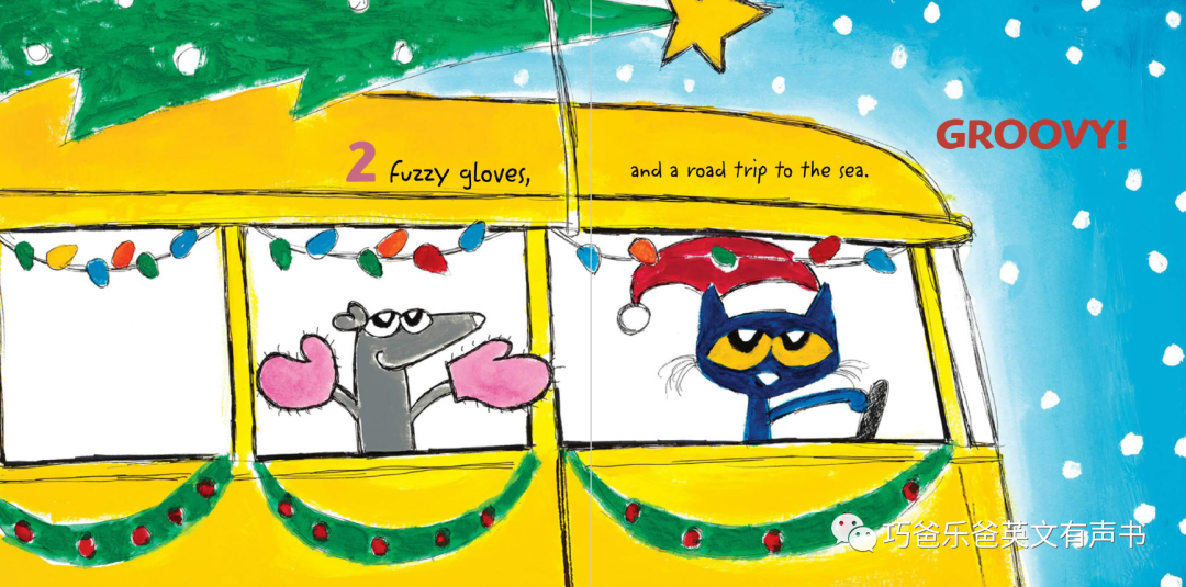 Pete the Cat's 12 Groovy Days of Christmas by James Dean高清绘本内页6-巧爸乐爸-绘本推荐