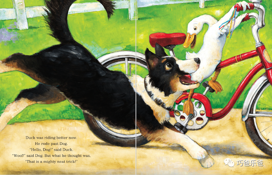 【原版有声书分享】Duck on a Bike by David Shannon高清绘本内页2-巧爸乐爸-绘本推荐
