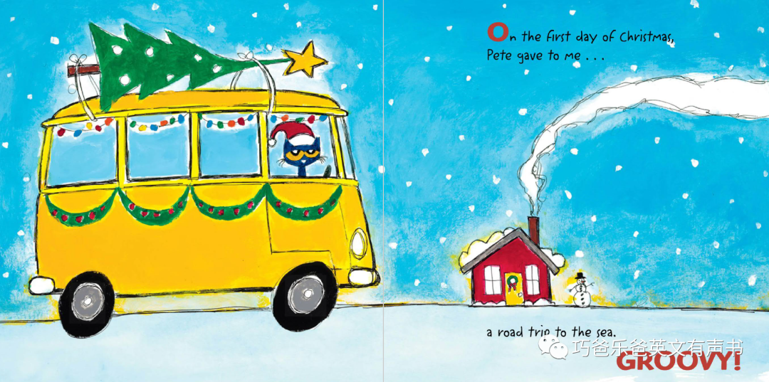 Pete the Cat's 12 Groovy Days of Christmas by James Dean高清绘本内页4-巧爸乐爸-绘本推荐
