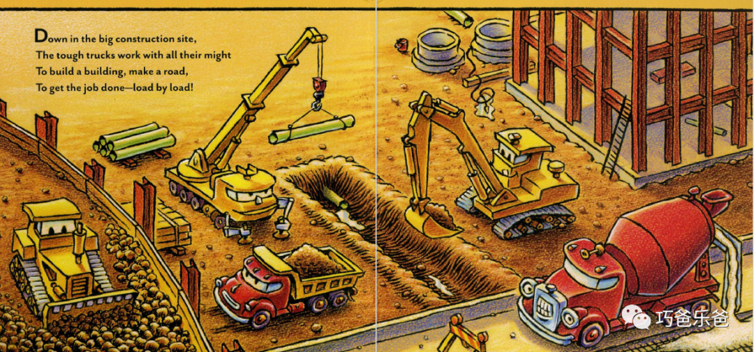 原版绘本分享 Goodnight, Goodnight Construction Site高清绘本内页-巧爸乐爸-绘本推荐
