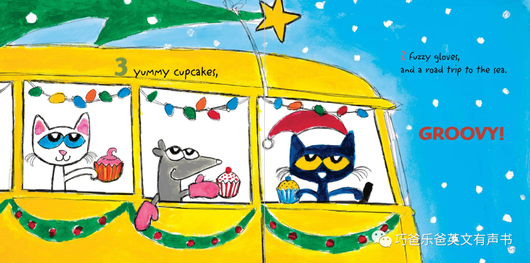 Pete the Cat's 12 Groovy Days of Christmas by James Dean高清绘本内页8-巧爸乐爸-绘本推荐