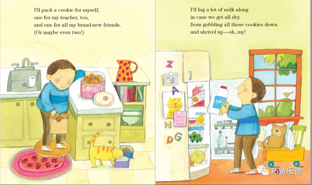 准备去幼儿园咯Off to Kindergarten@@@Tony Johnston@Melissa Sweet高清绘本内页1-巧爸乐爸-绘本推荐