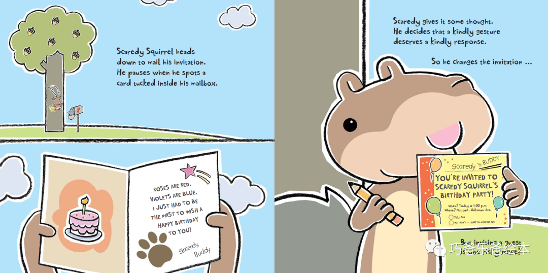 Scaredy Squirrel Has a Birthday Party by Mélanie Watt高清绘本内页8-巧爸乐爸-绘本推荐