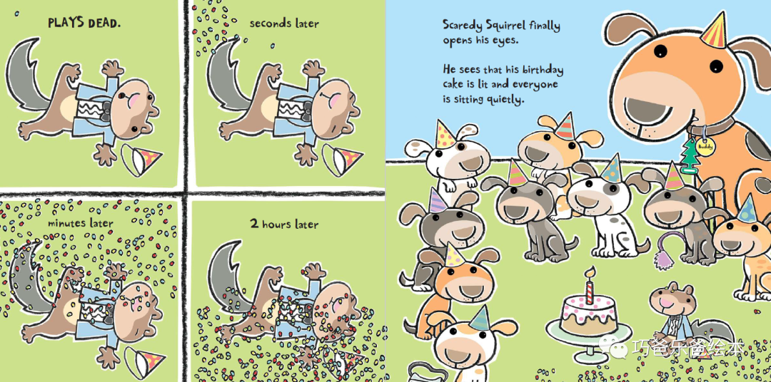 Scaredy Squirrel Has a Birthday Party by Mélanie Watt高清绘本内页15-巧爸乐爸-绘本推荐
